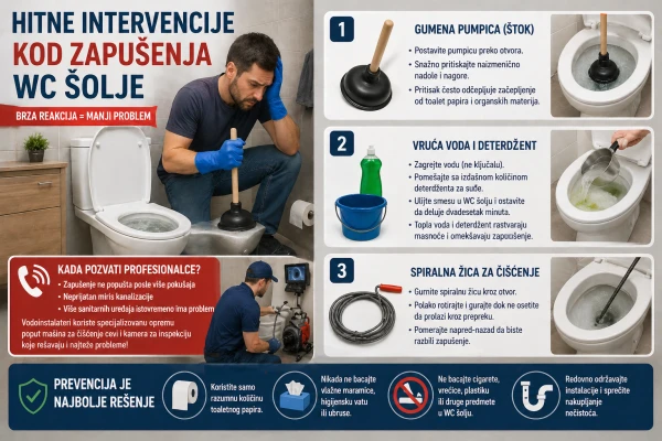 Hitne intervencije kod zapušenja WC-a